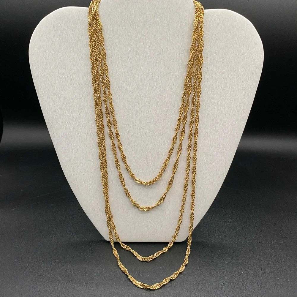 Sparkly Gold Tone Multilayered Necklace